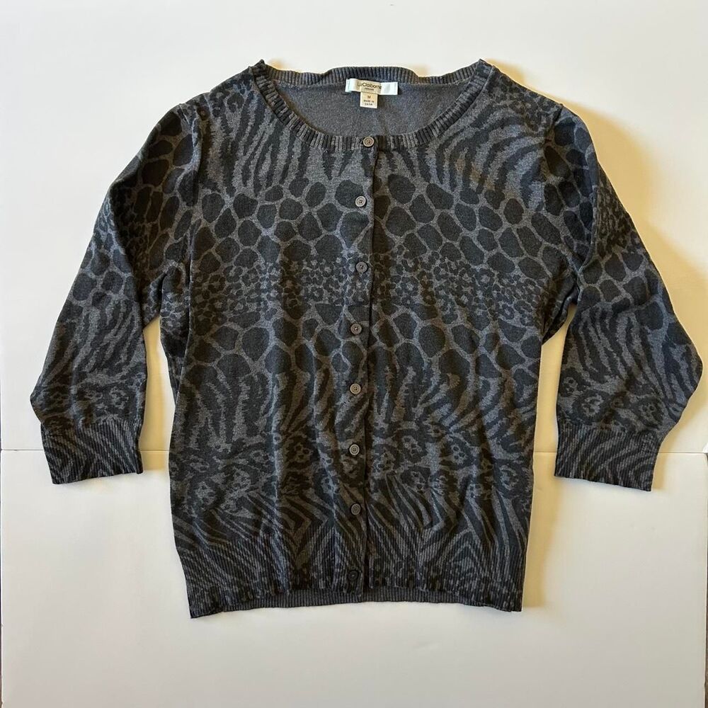 Liz-claiborne Women's Black and Grey Cardigan